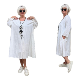 AKH oversized linnen mix A-lijn jurk/tuniek met zakken apart