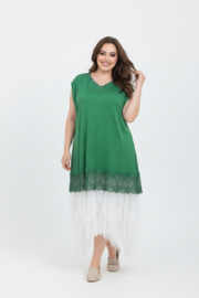 ITALIA MODA  de modieuze kleuring viscose A-lijn tuniek met KANT stretch apart/in meerdere kleuren