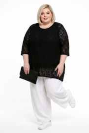 ITALIA oversized viscose KANTEN top met zakken  stretch/zwart