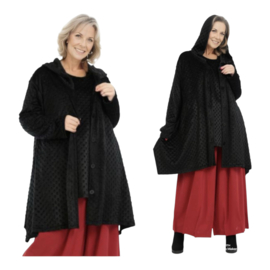 AKH oversized A-lijn flueel blazer met capuchon  /stretch zwart