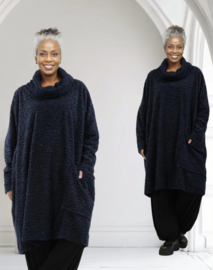 AKH oversized zachte astrakan tuniek met col /apart/donkerblauw