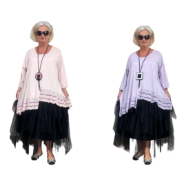 Moonshine oversized  katoen tricot tuniek met kant /jurk apart /in meerdere kleuren