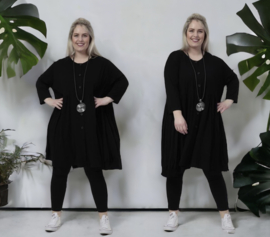 AKH oversized viscose A-lijn tuniek/vest/blazer stretch/zwart