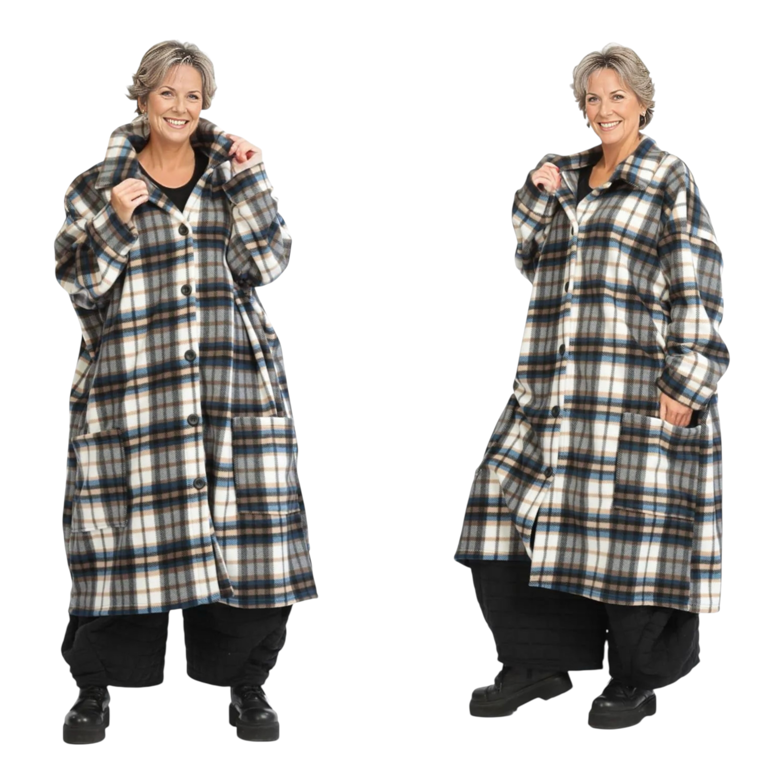 AKH oversized fleece winterjas/mantel stretch