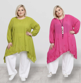 Moonshine oversized geborduurd viscose A-lijn tuniek  /in meerdere kleuren