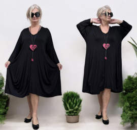 Ophilia viscose A-lijn jurk/tuniek  stretch zwart
