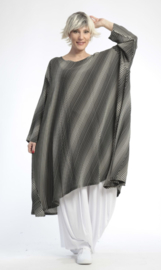 AKH oversized viscose A-lijn tuniek apart zwart/wit