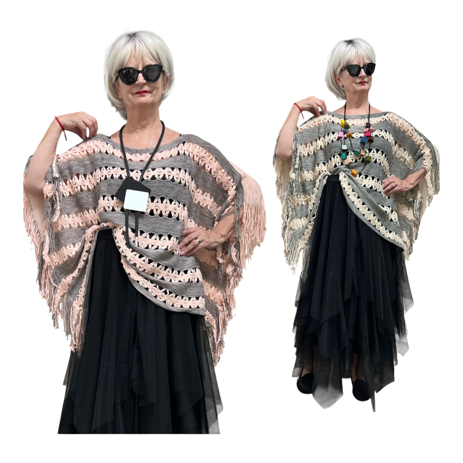 MM Sweet oversized acryl gebreide top/poncho /in meerdere kleuren