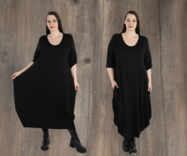 AKH jersey viscose ballon jurk apart stretch  zwart