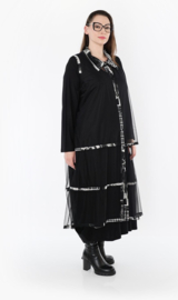 AKH oversized mouwloos vest/tuniek van stretch tule kwaliteit/zwart/wit