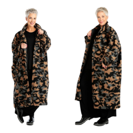 AKH oversized lange wollen winterjas/mantel  gevoerd