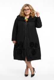 Moonshine oversized A-lijn tussenjas waterbestendig zwart