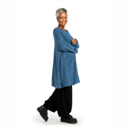 AKH gebreide oversized bouclé  A-lijn katoen vest/blazer apart stretch