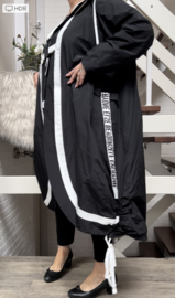 NEW JERSEY FASHION oversized waterbestendig-lijn jas/blazer met zakken zwart/wit