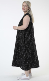 AKH oversized katoen/viscose A-lijn jurk met zakken /apart/zwart/wit