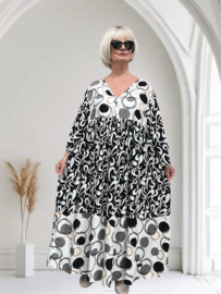 Mila Ragazza oversized A-lijn viscose boho jurk apart (extra groot)zwart/wit