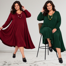 ITALIA   jersey viscose mix  A-lijn jurk stretch  /in meerdere kleuren