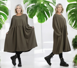 AKH A-lijn winter jurk/tuniek met zakken apart stretch
