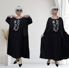 Vincenzo Allocca oversized katoen A-lijn jurk apart zwart/stretch