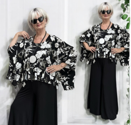 Naveed  oversized viscose jersey top zwart/wit