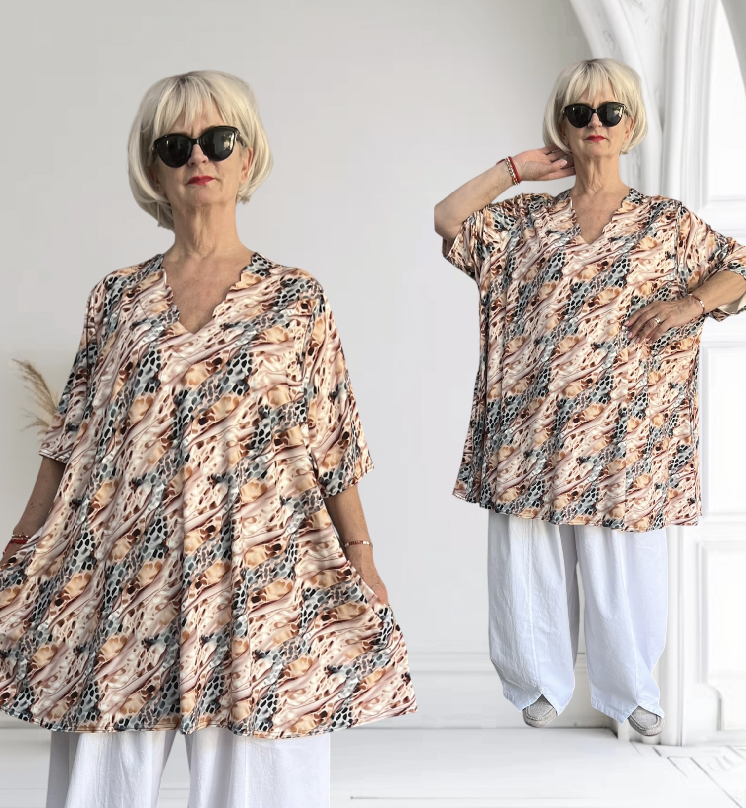Naveed  oversized viscose jersey A-lijn jurk stretch