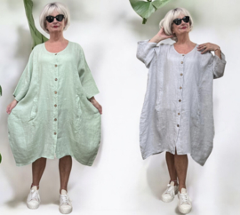 Moonshine linnen A-lijn jurk/hemd/tuniek met knoopsluiting  apart/in meerdere kleuren