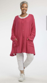 AKH gebreide oversized A-lijn katoen vest/blazer apart stretch