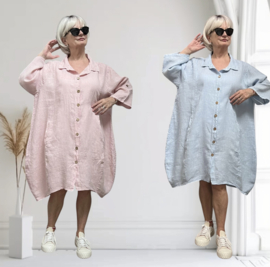 Moonshine linnen A-lijn jurk/hemd/tuniek met knoopsluiting  apart/in meerdere kleuren