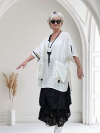 SINNE design.. A- lijn viscose top/tuniek/wit/zwart