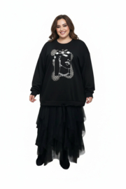 ITALIA  oversized viscose top apart stretch zwart