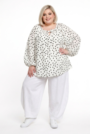 ITALIA oversized viscose blouse/top wit/zwart stretch