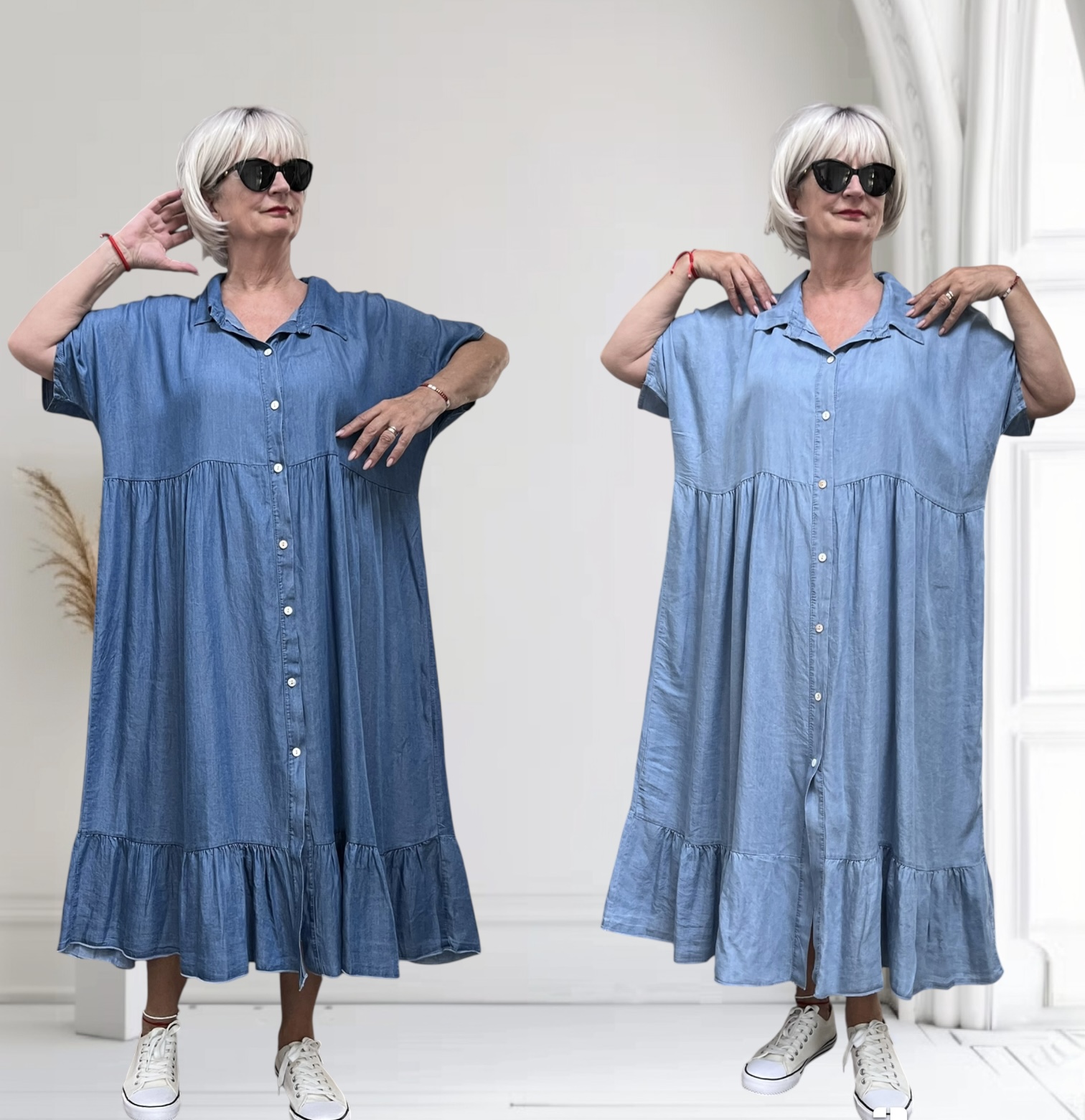 ITALIA MODA   jeans tencel jurk/hemd apart /in meerdere kleuren