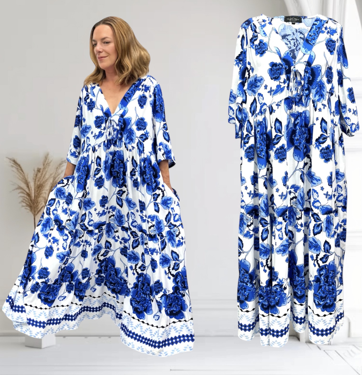 Vincenzo Allocca oversized viscose  BOHO A-lijn jurk apart