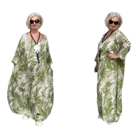 Giovani Collection oversized viscose/linnen look A-lijn asymmetrische jurk