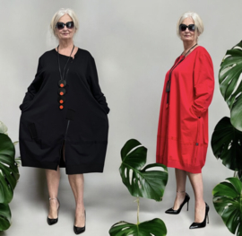 SINNE design.. A- lijn katoen jurk stretch /in meerdere kleuren
