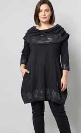 Vincenzo Allocca oversized katoen A-lijn tuniek met lakverf kraag /stretch/zwart