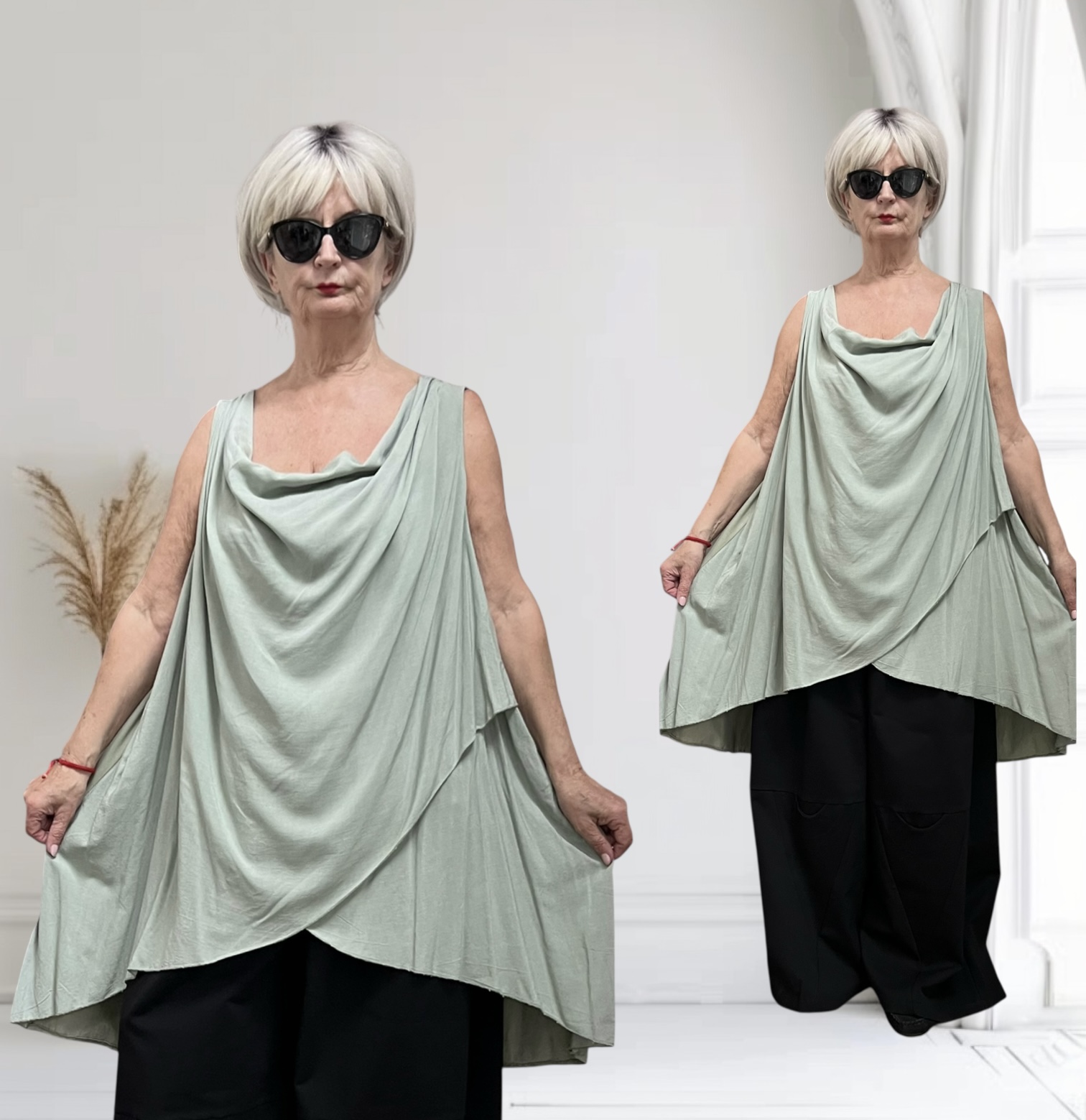 Moonshine oversized viscose top apart gevoerd