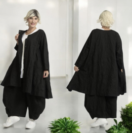 AKH katoen A-lijn blazer/vest/ met knoopsluiting zwart