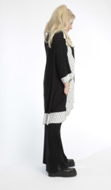 AKH oversized tricot katoen/viscose A-lijn tuniek apart stretch zwart/wit