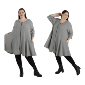 AKH viscose  A-lijn zomer jas/blazer/vest/tuniek apart zwart/wit   stretch