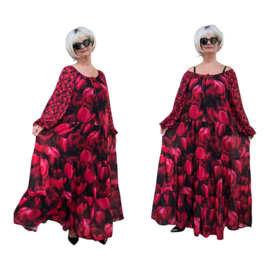 SASHA VIVIEN  chiffon met een vleugje zijde jurk gevoerd