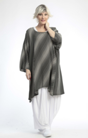 AKH oversized viscose A-lijn tuniek apart zwart/wit