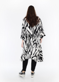 AKH oversized viscose A-lijn jurk / apart /stretch /zwart/wit