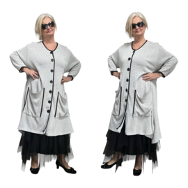 AKH gebreide oversized katoen A-lijn vest/blazer apart stretch