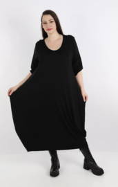 AKH jersey viscose ballon jurk apart stretch  zwart