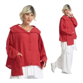 AKH viscose/linnen A-lijn korte blazer met zakken apart