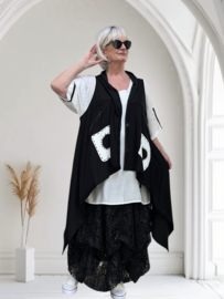 Vincenzo Allocca viscose A-lijn mouwloze blazer stretch zwart/wit