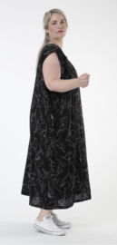 AKH oversized katoen/viscose A-lijn jurk met zakken /apart/zwart/wit