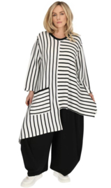AKH oversized gebreide tuniek/jurk  apart stretch wit/zwart