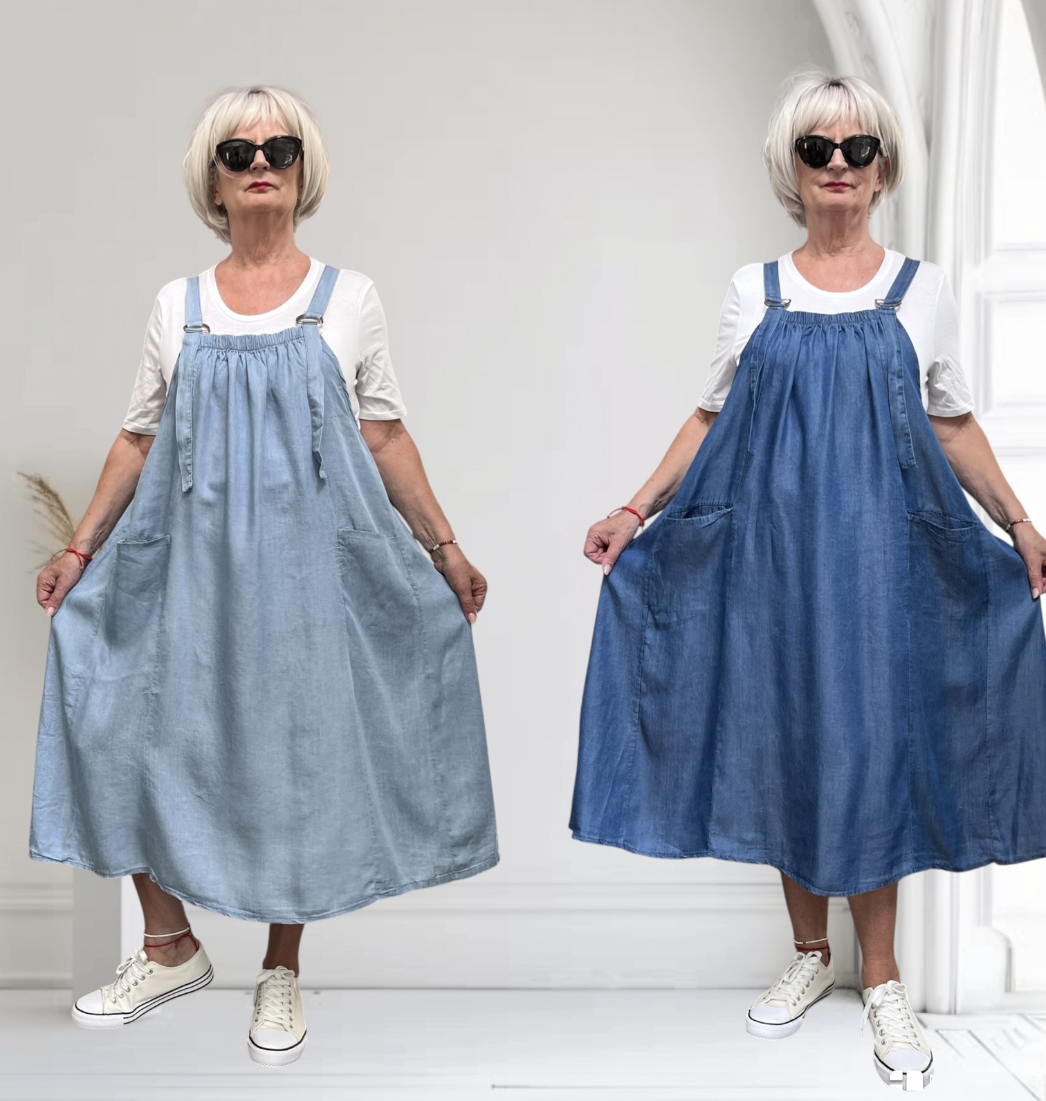 ITALIA MODA   jeans tencel zomer jurk apart /in meerdere kleuren